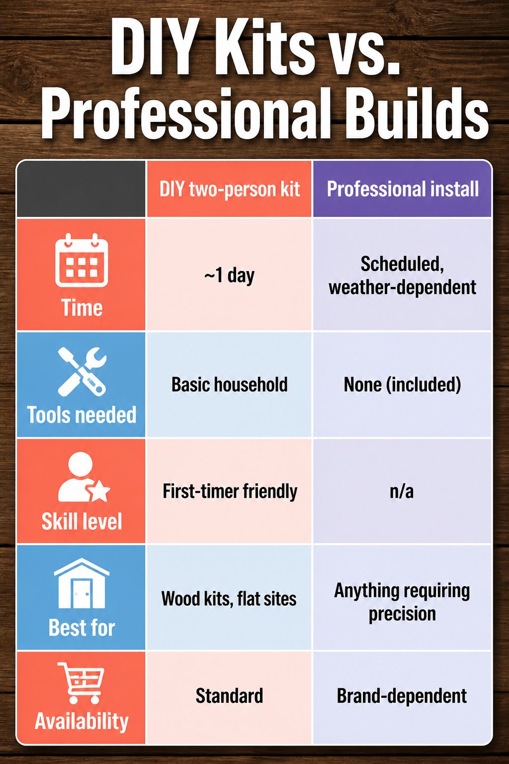 Backyard Sheds: Wood, Metal, Vinyl, Prefab, and Other Types 10 A comparison of DIY kits and professional shed installation.