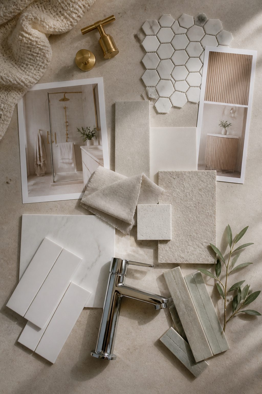 A collection of design inspirations for a bathroom renovation.
