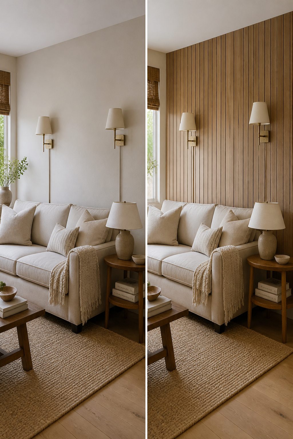 Removable wallpaper applied to a wall in a cozy room.