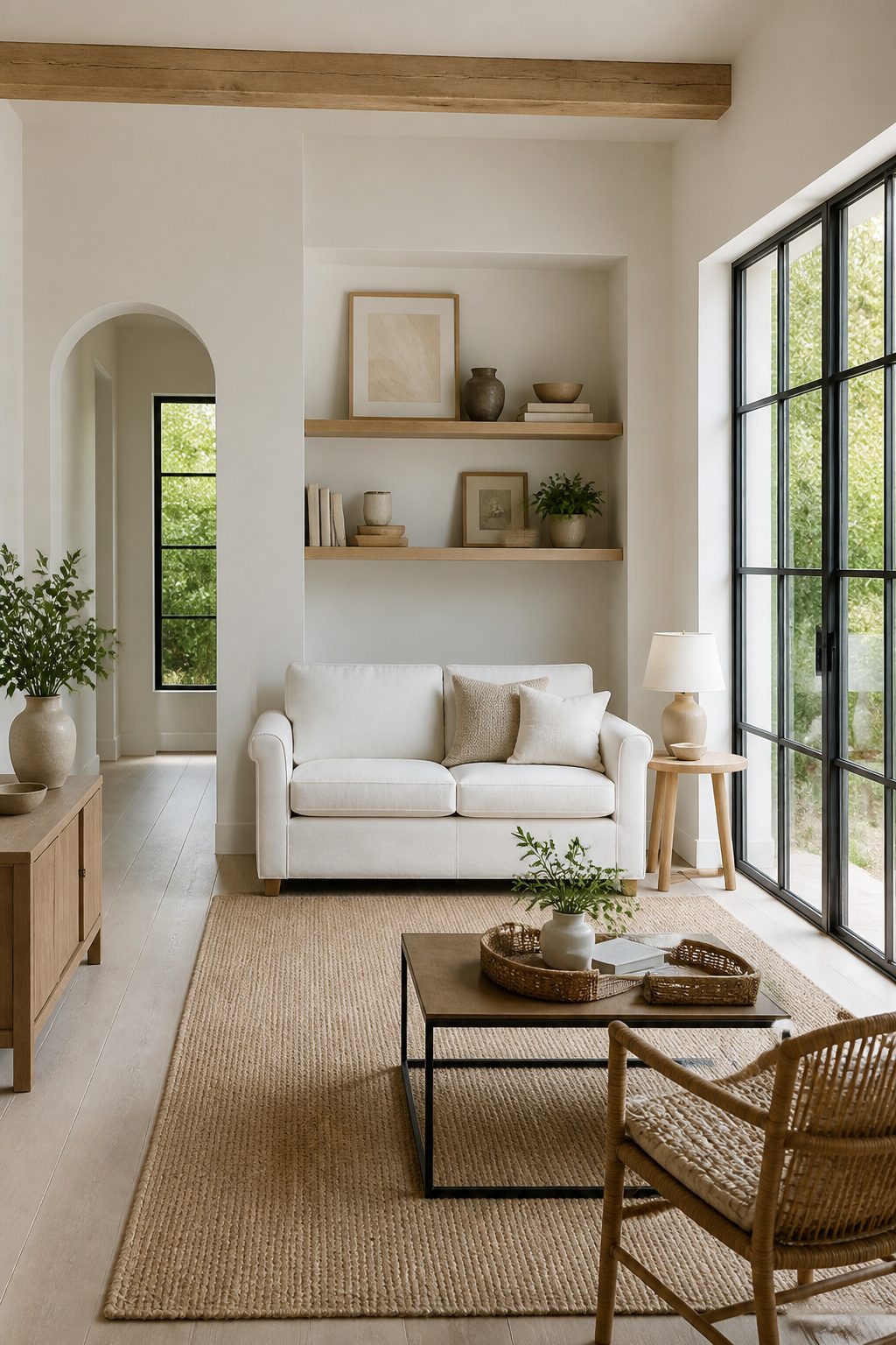 A compact white loveseat designed for small spaces.
