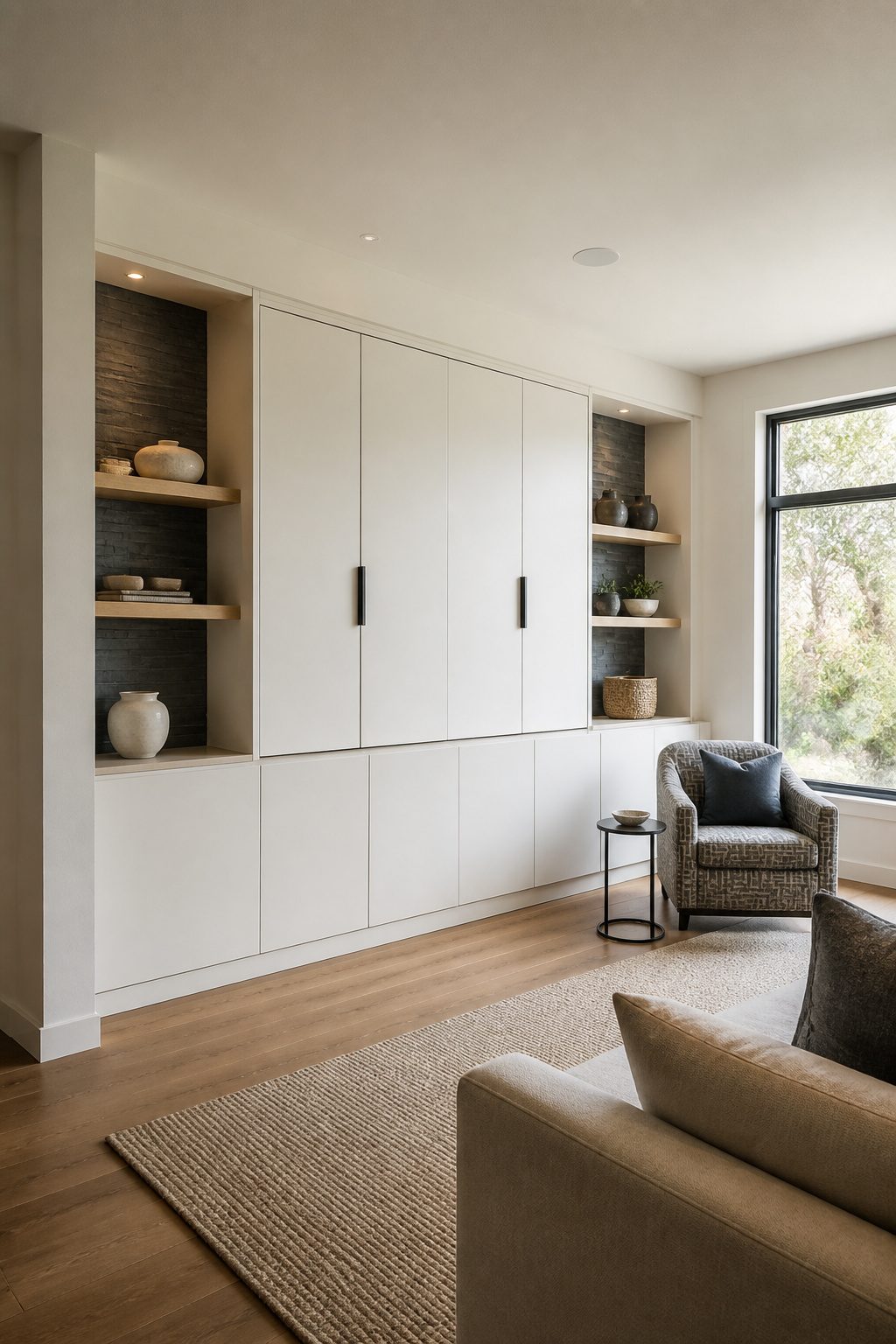Built-in cabinetry designed to conceal a TV.
