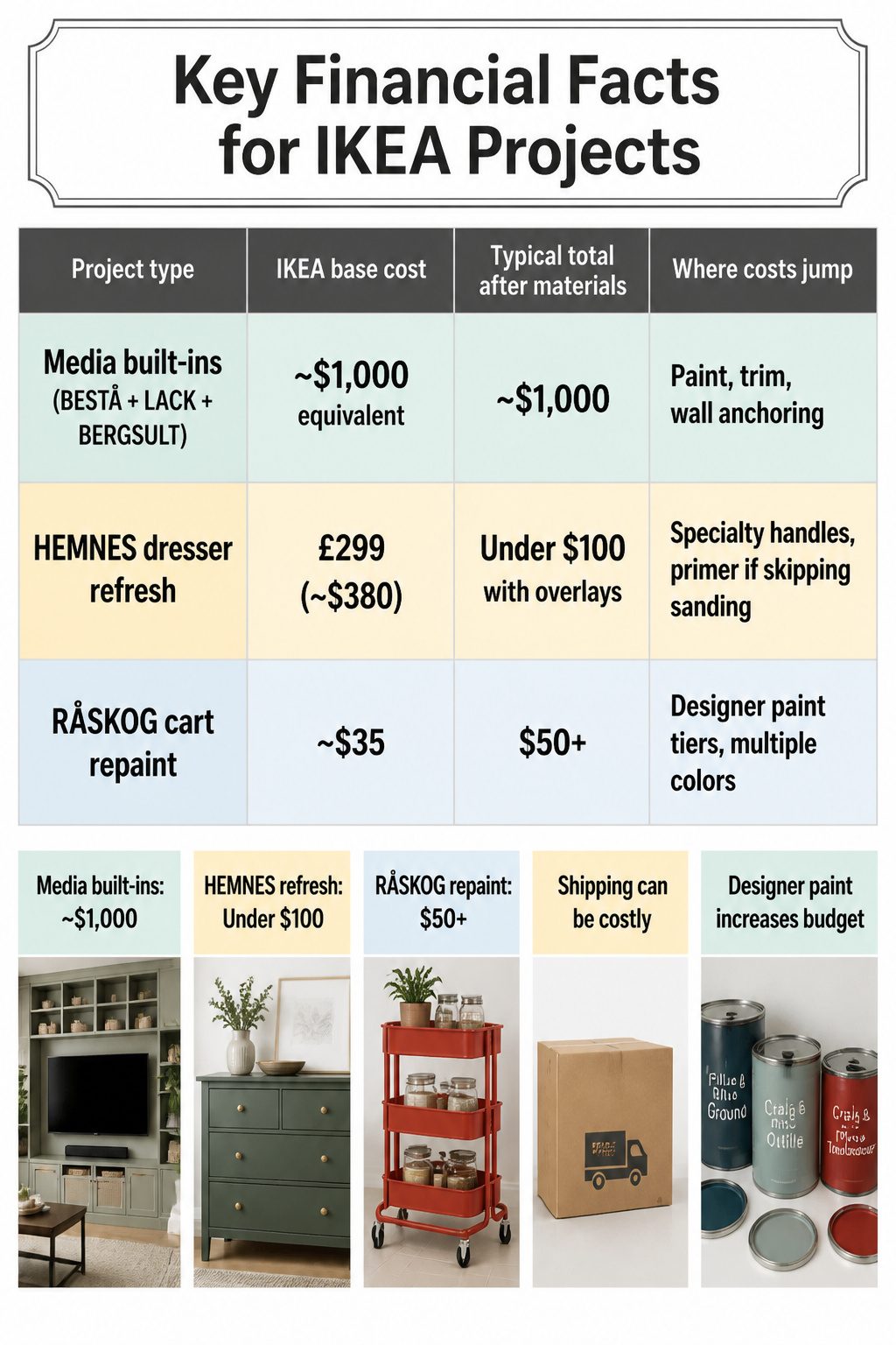 Chart showing key financial facts for IKEA projects.