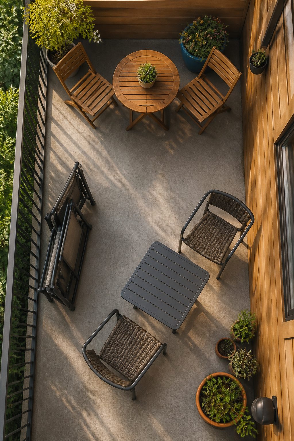Diagram illustrating space requirements for a small bistro set.