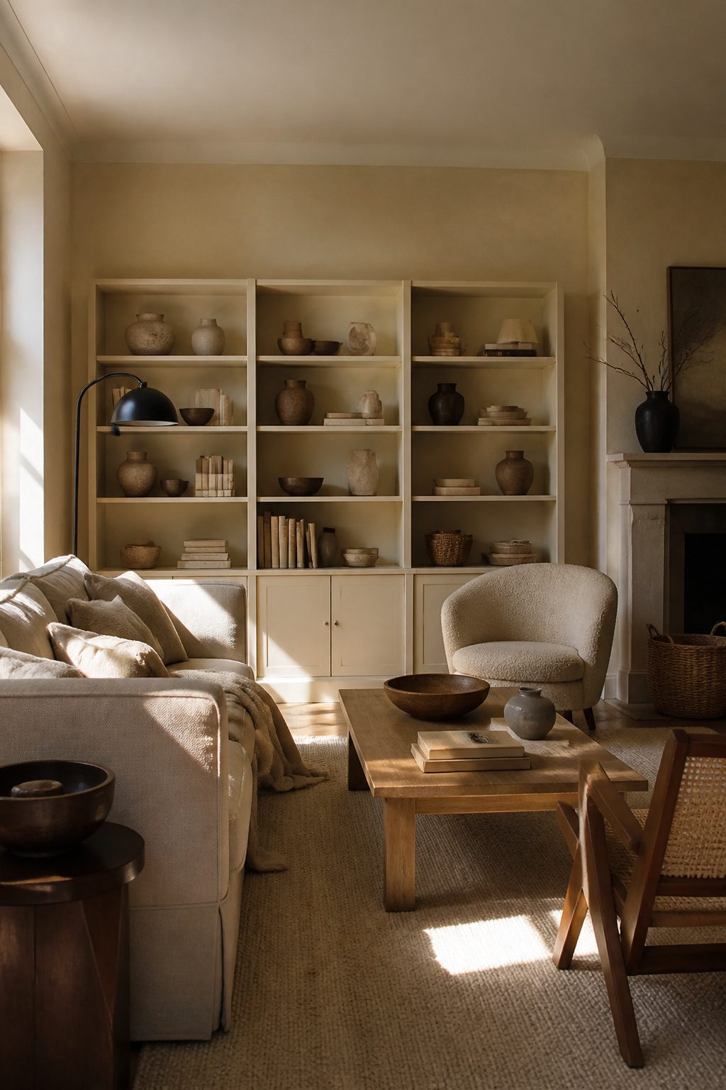 A living room featuring Chatsworth Cream walls and modern furniture.