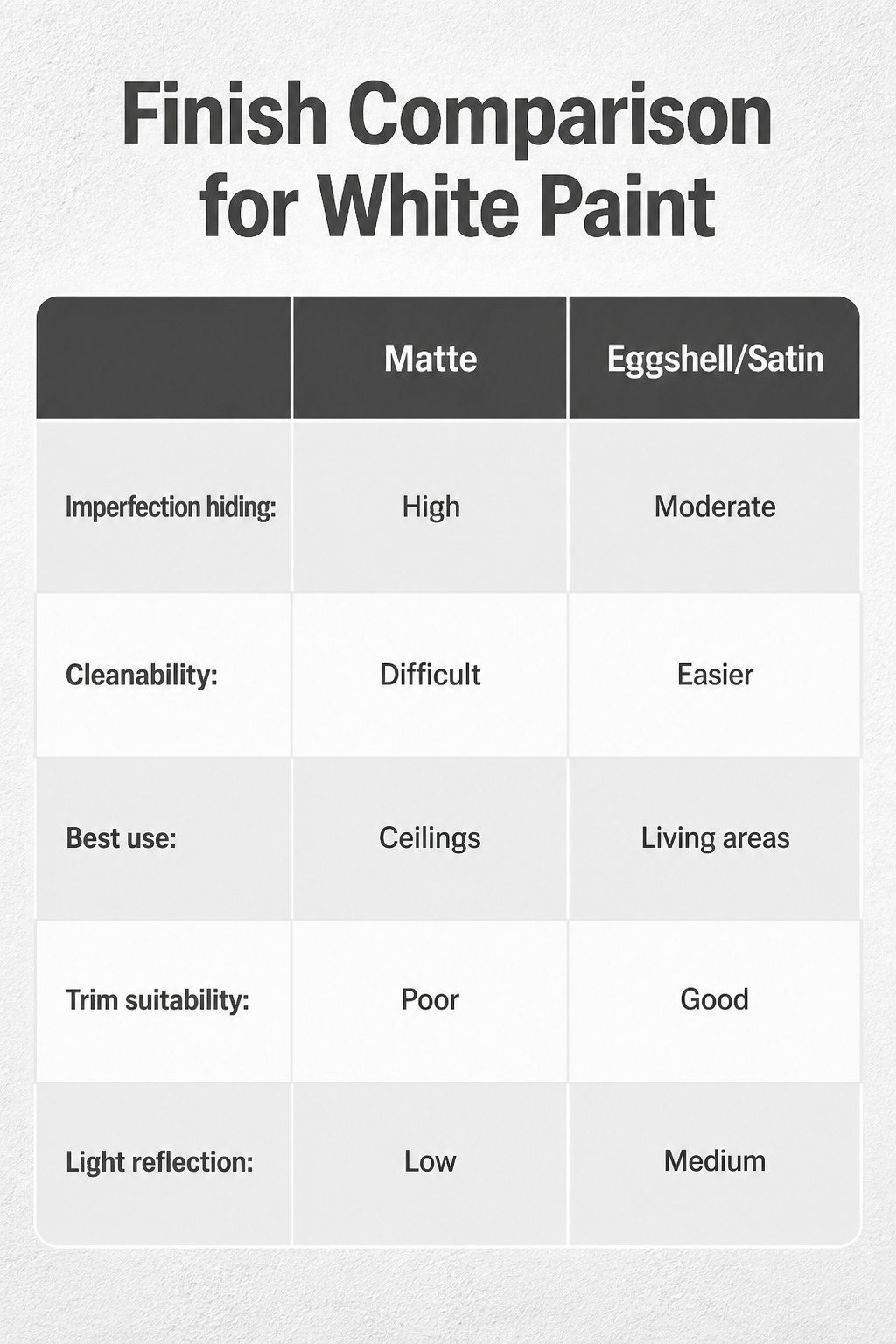 Painting a House White: Preparation, Paint Choice, and Application Steps 3 Samples of white paint finishes displayed side by side.