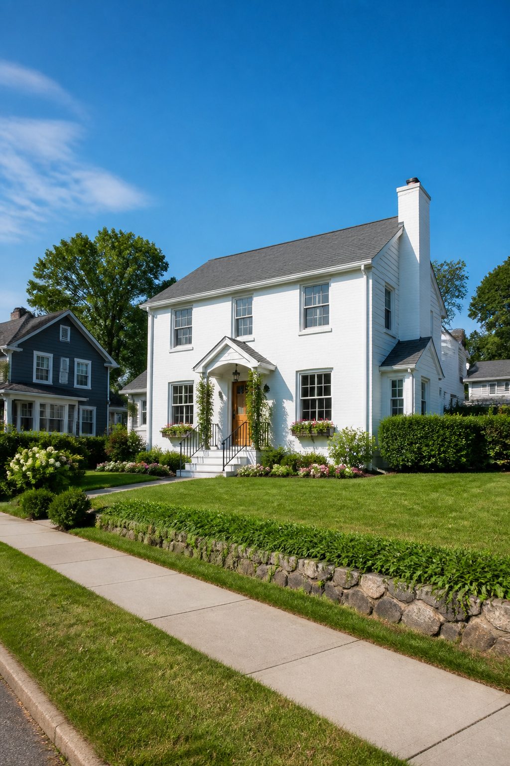 Painting a House White: Preparation, Paint Choice, and Application Steps 11 A white house exterior highlighting its clean and timeless look.