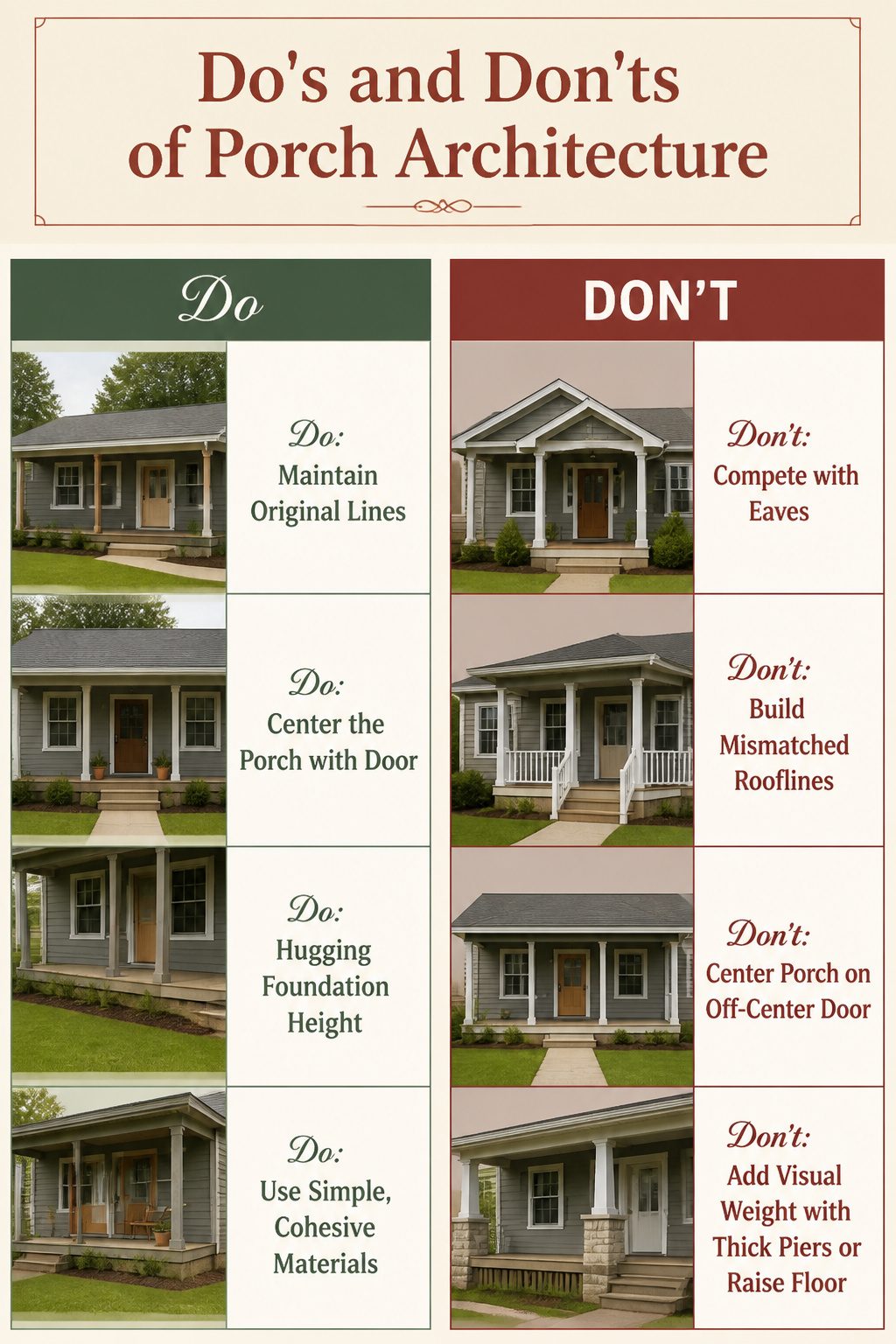 Pretty Porches: Designs and Details for Outdoor Living 14 A guide showing architectural do's and don'ts for porches.