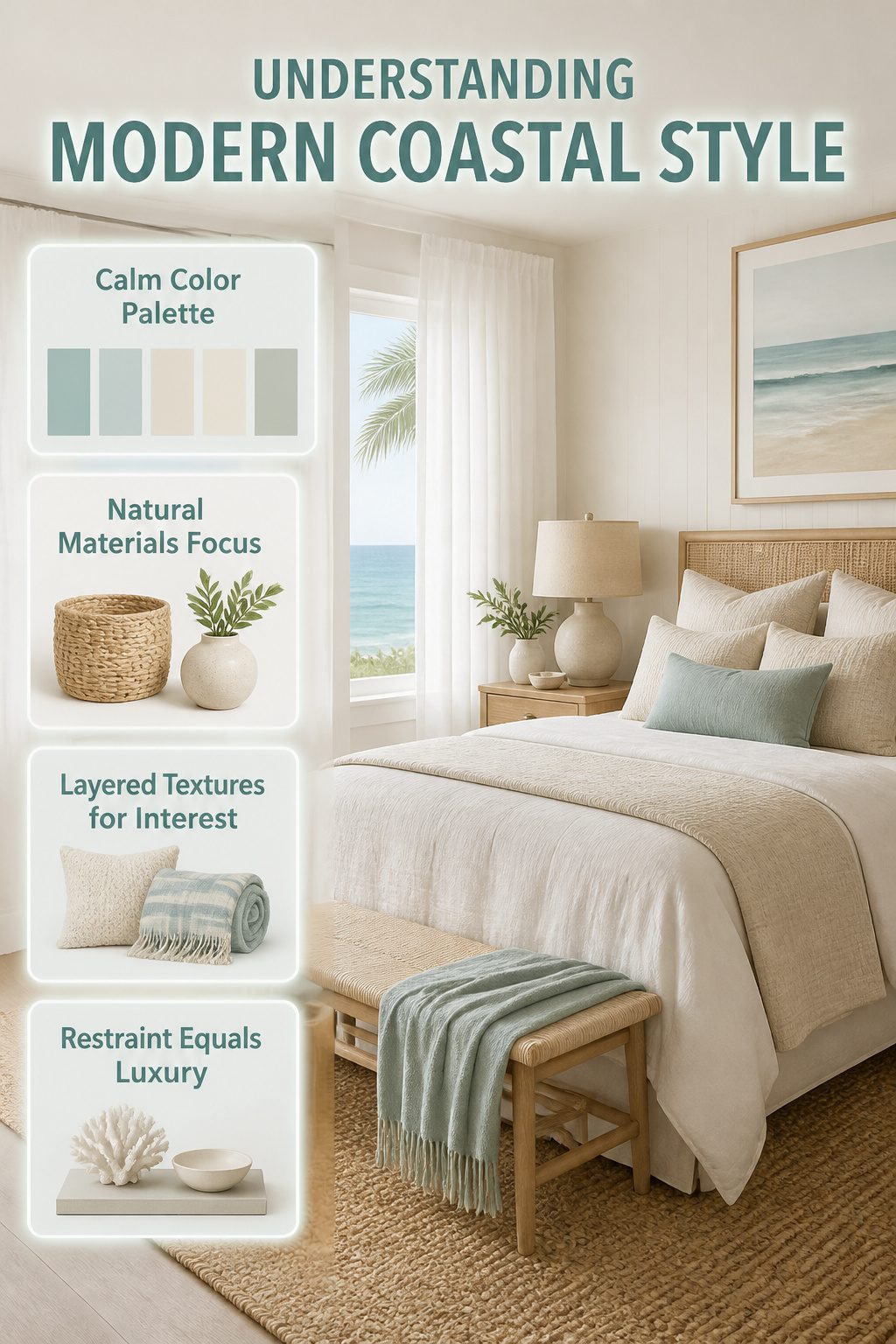 Information image highlighting modern coastal decor elements.