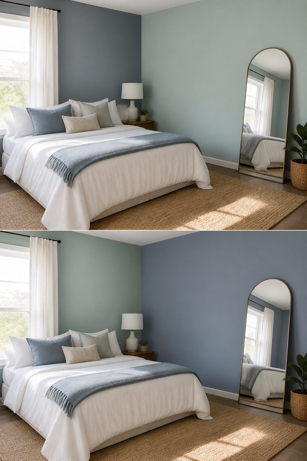 An image showing swatches of Sleepy Blue and Palladian Blue.