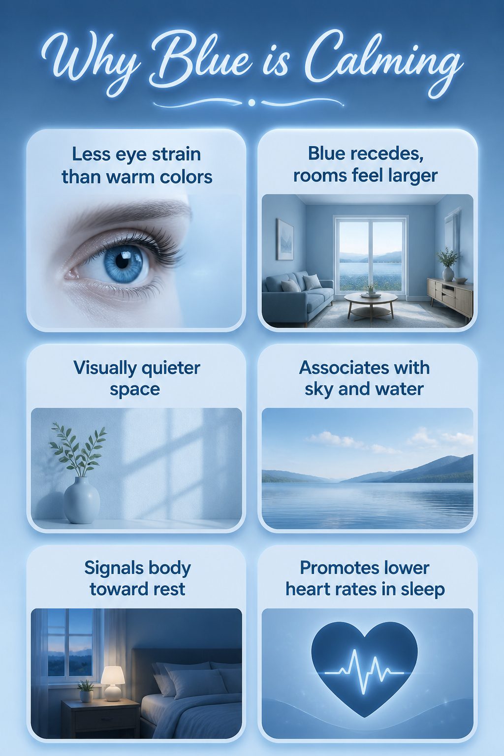 An information image explaining why blue is calming.