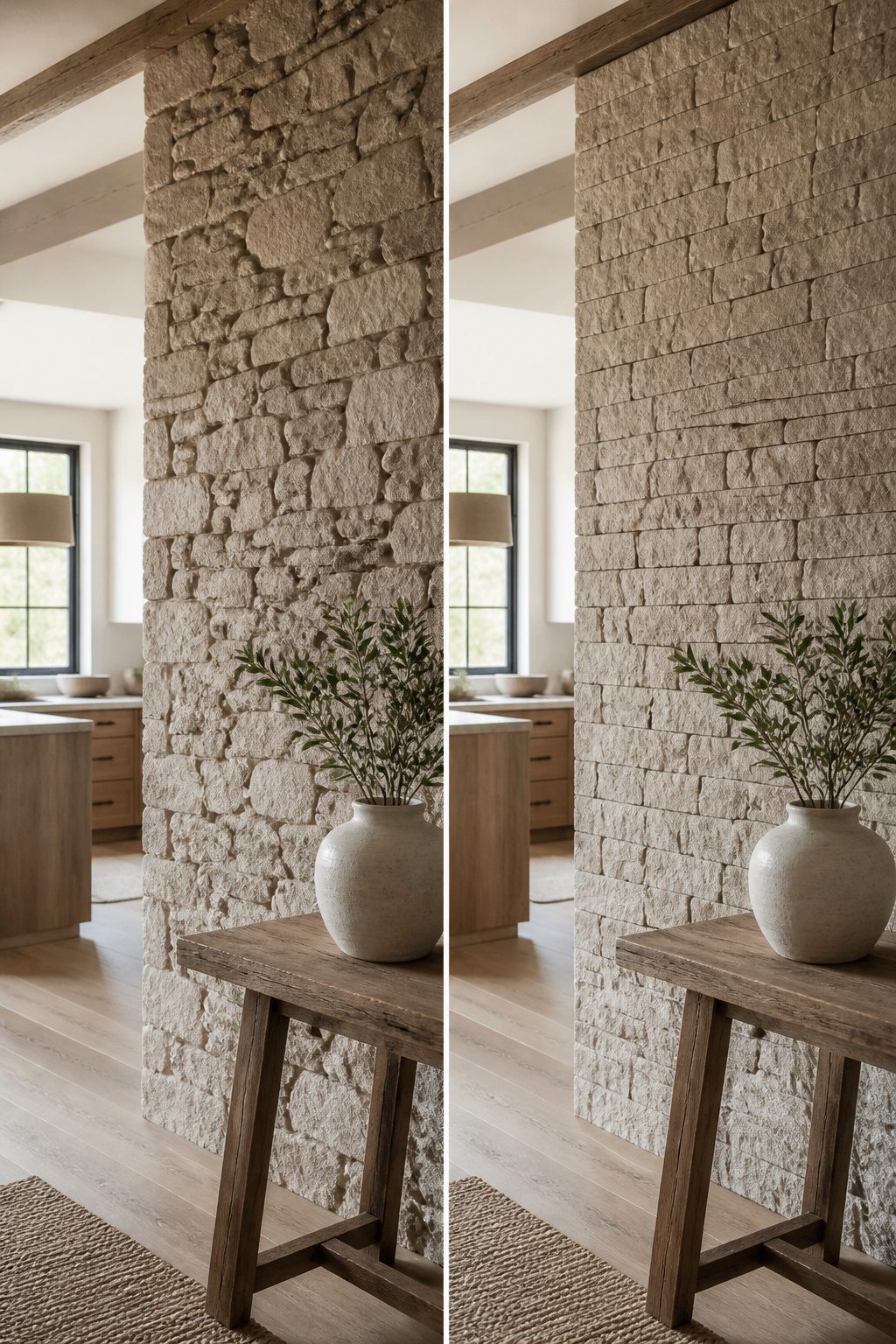 Display of six color options for 3" Split Limestone textures.
