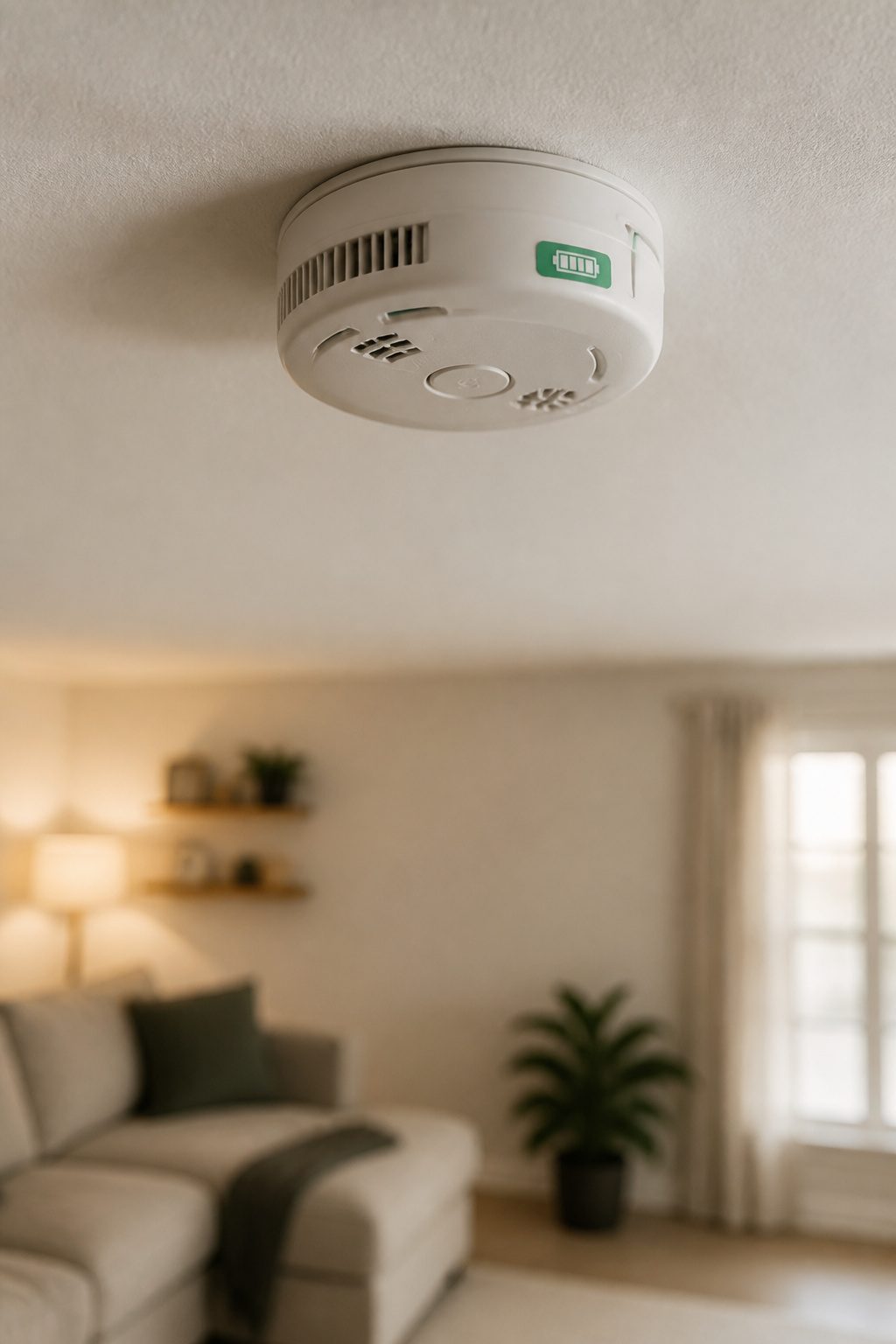 A smoke detector being checked for battery replacement.