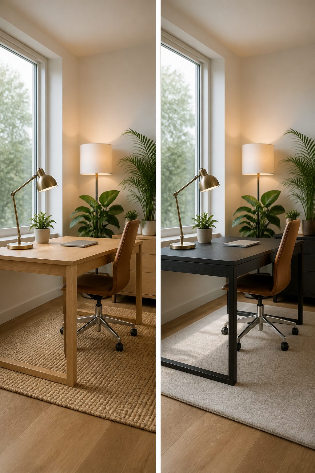 Workspace Designs: 8 Methods for Practical Office Planning in 2026 4 A workspace illuminated with warm LED lights and natural light from a window.